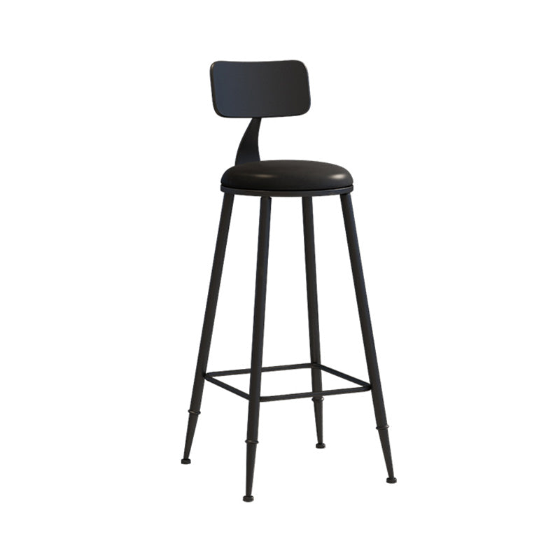 Modern Armless Backrest Counter Stool Iron Dessert Shop Bar Stool with Leather Cushion Black 1 Piece Bar Stool(30"H) Clearhalo 'Bar Furniture' 'Bar Stools' 'bar_stools' 'furn' 'furn_bar_stools' 'furniture_bar_stools' 'Kitchen & Dining Furniture' 'kitchen&dining_furn' 'kitchen' 'kitchen_furn' Furniture' 4587387