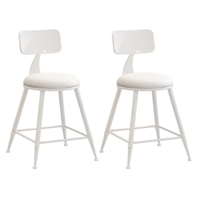 Modern Armless Backrest Counter Stool Iron Dessert Shop Bar Stool with Leather Cushion White 2 Piece Set Short Stool(18"H) Clearhalo 'Bar Furniture' 'Bar Stools' 'bar_stools' 'furn' 'furn_bar_stools' 'furniture_bar_stools' 'Kitchen & Dining Furniture' 'kitchen&dining_furn' 'kitchen' 'kitchen_furn' Furniture' 4587392
