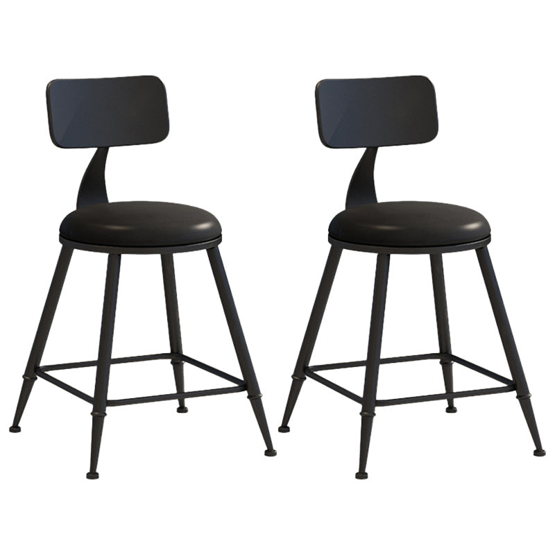 Modern Armless Backrest Counter Stool Iron Dessert Shop Bar Stool with Leather Cushion Black 2 Piece Set Short Stool(18"H) Clearhalo 'Bar Furniture' 'Bar Stools' 'bar_stools' 'furn' 'furn_bar_stools' 'furniture_bar_stools' 'Kitchen & Dining Furniture' 'kitchen&dining_furn' 'kitchen' 'kitchen_furn' Furniture' 4587393