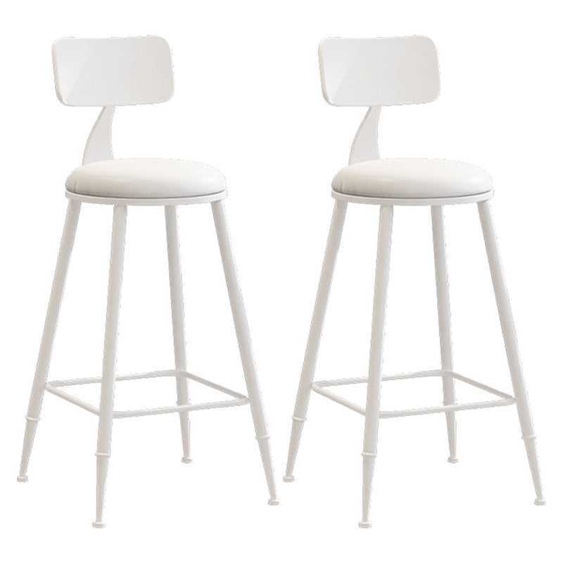 Modern Armless Backrest Counter Stool Iron Dessert Shop Bar Stool with Leather Cushion White 2 Piece Set Counter Stool(26"H) Clearhalo 'Bar Furniture' 'Bar Stools' 'bar_stools' 'furn' 'furn_bar_stools' 'furniture_bar_stools' 'Kitchen & Dining Furniture' 'kitchen&dining_furn' 'kitchen' 'kitchen_furn' Furniture' 4587396