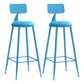 Modern Armless Backrest Counter Stool Iron Dessert Shop Bar Stool with Leather Cushion Blue 2 Piece Set Bar Stool(30"H) Clearhalo 'Bar Furniture' 'Bar Stools' 'bar_stools' 'furn' 'furn_bar_stools' 'furniture_bar_stools' 'Kitchen & Dining Furniture' 'kitchen&dining_furn' 'kitchen' 'kitchen_furn' Furniture' 4587400