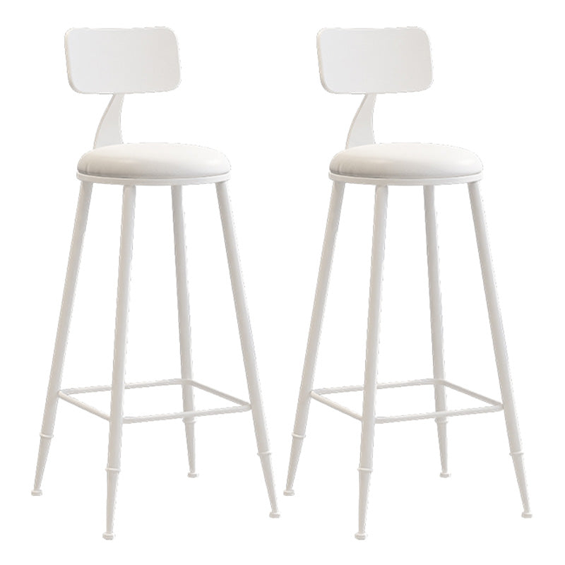 Modern Armless Backrest Counter Stool Iron Dessert Shop Bar Stool with Leather Cushion White 2 Piece Set Bar Stool(30"H) Clearhalo 'Bar Furniture' 'Bar Stools' 'bar_stools' 'furn' 'furn_bar_stools' 'furniture_bar_stools' 'Kitchen & Dining Furniture' 'kitchen&dining_furn' 'kitchen' 'kitchen_furn' Furniture' 4587402