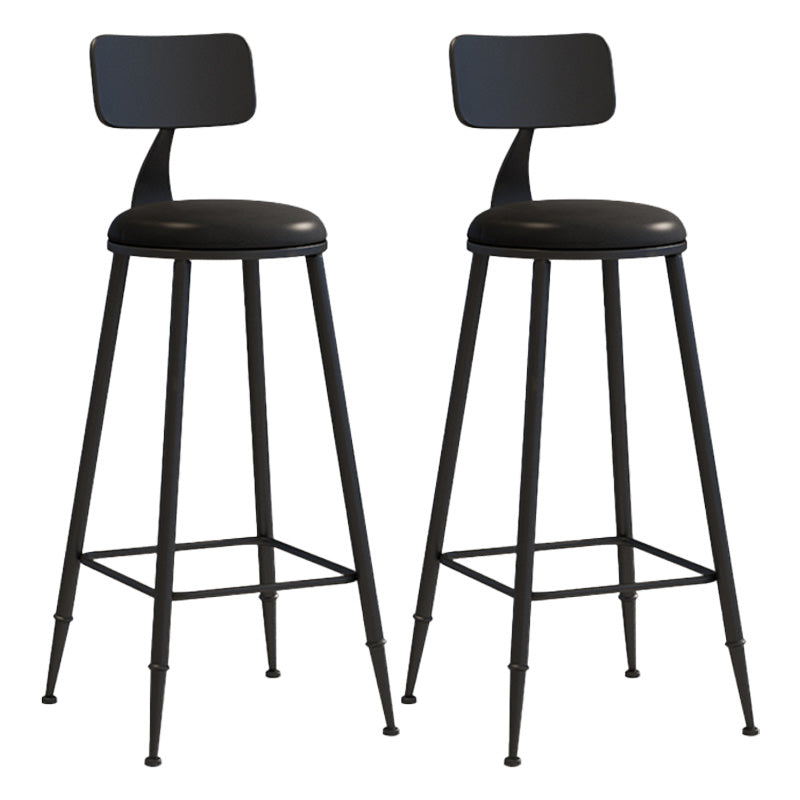 Modern Armless Backrest Counter Stool Iron Dessert Shop Bar Stool with Leather Cushion Black 2 Piece Set Bar Stool(30"H) Clearhalo 'Bar Furniture' 'Bar Stools' 'bar_stools' 'furn' 'furn_bar_stools' 'furniture_bar_stools' 'Kitchen & Dining Furniture' 'kitchen&dining_furn' 'kitchen' 'kitchen_furn' Furniture' 4587403
