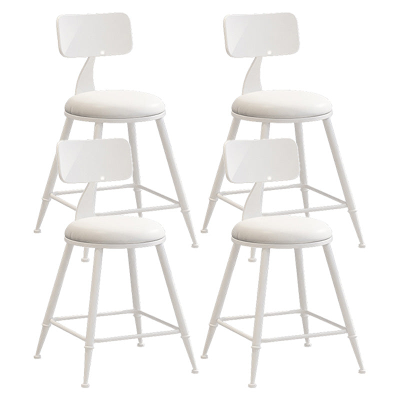 Modern Armless Backrest Counter Stool Iron Dessert Shop Bar Stool with Leather Cushion White 4 Piece Set Short Stool(18"H) Clearhalo 'Bar Furniture' 'Bar Stools' 'bar_stools' 'furn' 'furn_bar_stools' 'furniture_bar_stools' 'Kitchen & Dining Furniture' 'kitchen&dining_furn' 'kitchen' 'kitchen_furn' Furniture' 4587408