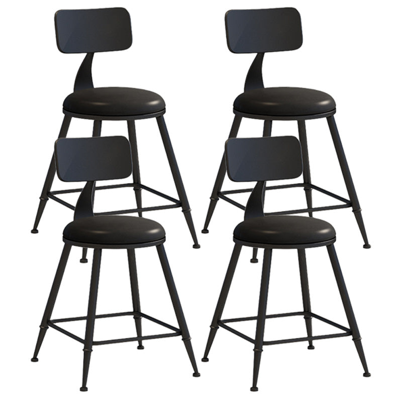 Modern Armless Backrest Counter Stool Iron Dessert Shop Bar Stool with Leather Cushion Black 4 Piece Set Short Stool(18"H) Clearhalo 'Bar Furniture' 'Bar Stools' 'bar_stools' 'furn' 'furn_bar_stools' 'furniture_bar_stools' 'Kitchen & Dining Furniture' 'kitchen&dining_furn' 'kitchen' 'kitchen_furn' Furniture' 4587409