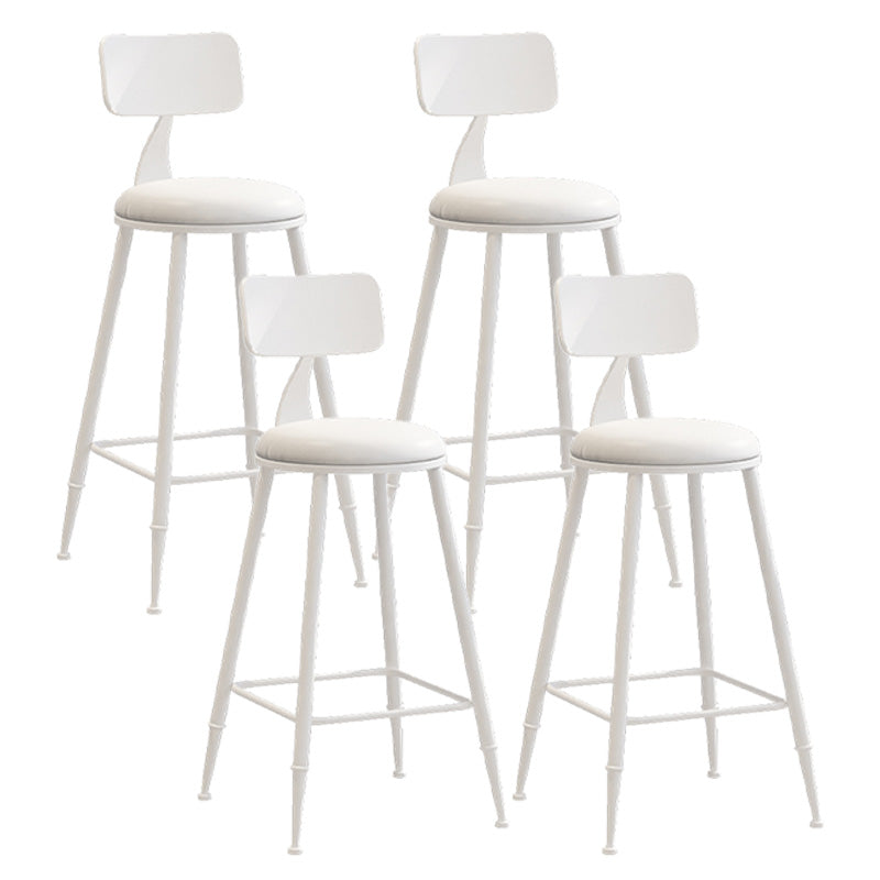 Modern Armless Backrest Counter Stool Iron Dessert Shop Bar Stool with Leather Cushion White 4 Piece Set Counter Stool(26"H) Clearhalo 'Bar Furniture' 'Bar Stools' 'bar_stools' 'furn' 'furn_bar_stools' 'furniture_bar_stools' 'Kitchen & Dining Furniture' 'kitchen&dining_furn' 'kitchen' 'kitchen_furn' Furniture' 4587412