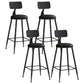 Modern Armless Backrest Counter Stool Iron Dessert Shop Bar Stool with Leather Cushion Black 4 Piece Set Counter Stool(26"H) Clearhalo 'Bar Furniture' 'Bar Stools' 'bar_stools' 'furn' 'furn_bar_stools' 'furniture_bar_stools' 'Kitchen & Dining Furniture' 'kitchen&dining_furn' 'kitchen' 'kitchen_furn' Furniture' 4587413