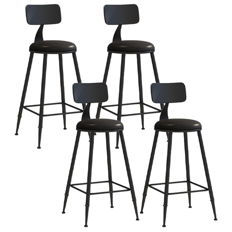 Modern Armless Backrest Counter Stool Iron Dessert Shop Bar Stool with Leather Cushion Black 4 Piece Set Counter Stool(26"H) Clearhalo 'Bar Furniture' 'Bar Stools' 'bar_stools' 'furn' 'furn_bar_stools' 'furniture_bar_stools' 'Kitchen & Dining Furniture' 'kitchen&dining_furn' 'kitchen' 'kitchen_furn' Furniture' 4587413