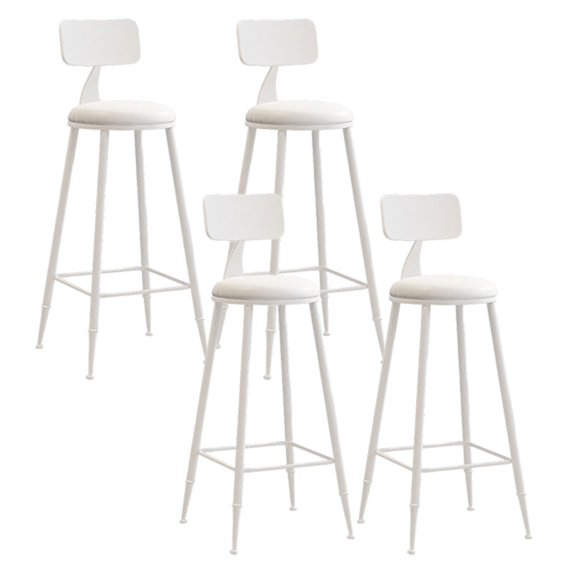 Modern Armless Backrest Counter Stool Iron Dessert Shop Bar Stool with Leather Cushion White 4 Piece Set Bar Stool(30"H) Clearhalo 'Bar Furniture' 'Bar Stools' 'bar_stools' 'furn' 'furn_bar_stools' 'furniture_bar_stools' 'Kitchen & Dining Furniture' 'kitchen&dining_furn' 'kitchen' 'kitchen_furn' Furniture' 4587418