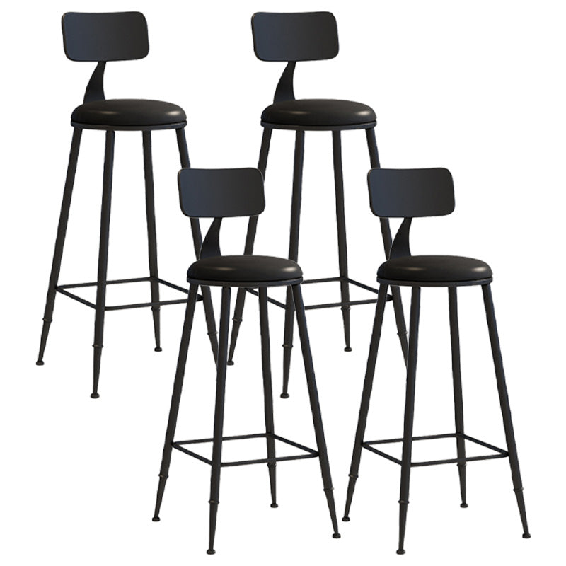 Modern Armless Backrest Counter Stool Iron Dessert Shop Bar Stool with Leather Cushion Black 4 Piece Set Bar Stool(30"H) Clearhalo 'Bar Furniture' 'Bar Stools' 'bar_stools' 'furn' 'furn_bar_stools' 'furniture_bar_stools' 'Kitchen & Dining Furniture' 'kitchen&dining_furn' 'kitchen' 'kitchen_furn' Furniture' 4587419