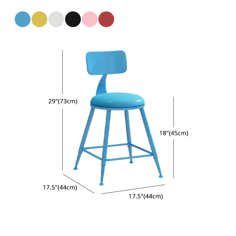 Modern Armless Backrest Counter Stool Iron Dessert Shop Bar Stool with Leather Cushion Clearhalo 'Bar Furniture' 'Bar Stools' 'bar_stools' 'furn' 'furn_bar_stools' 'furniture_bar_stools' 'Kitchen & Dining Furniture' 'kitchen&dining_furn' 'kitchen' 'kitchen_furn' Furniture' 4587422