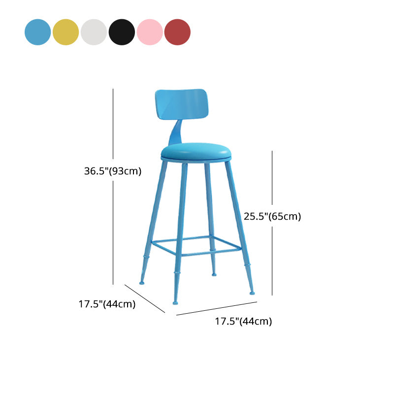 Modern Armless Backrest Counter Stool Iron Dessert Shop Bar Stool with Leather Cushion Clearhalo 'Bar Furniture' 'Bar Stools' 'bar_stools' 'furn' 'furn_bar_stools' 'furniture_bar_stools' 'Kitchen & Dining Furniture' 'kitchen&dining_furn' 'kitchen' 'kitchen_furn' Furniture' 4587423