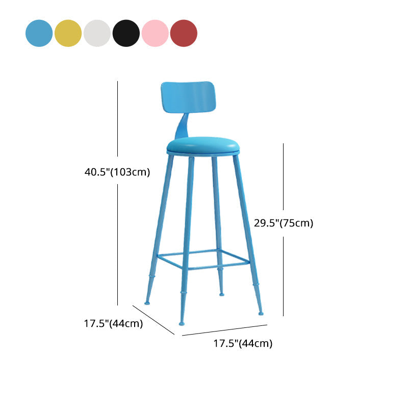 Modern Armless Backrest Counter Stool Iron Dessert Shop Bar Stool with Leather Cushion Clearhalo 'Bar Furniture' 'Bar Stools' 'bar_stools' 'furn' 'furn_bar_stools' 'furniture_bar_stools' 'Kitchen & Dining Furniture' 'kitchen&dining_furn' 'kitchen' 'kitchen_furn' Furniture' 4587424