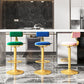 Glam Adjustable Rotatable Counter Stool Iron Kitchen Bar Stool with Velvet Cushion Clearhalo 'Bar Furniture' 'Bar Stools' 'bar_stools' 'furn' 'furn_bar_stools' 'furniture_bar_stools' 'Kitchen & Dining Furniture' 'kitchen&dining_furn' 'kitchen' 'kitchen_furn' Furniture' 4587425