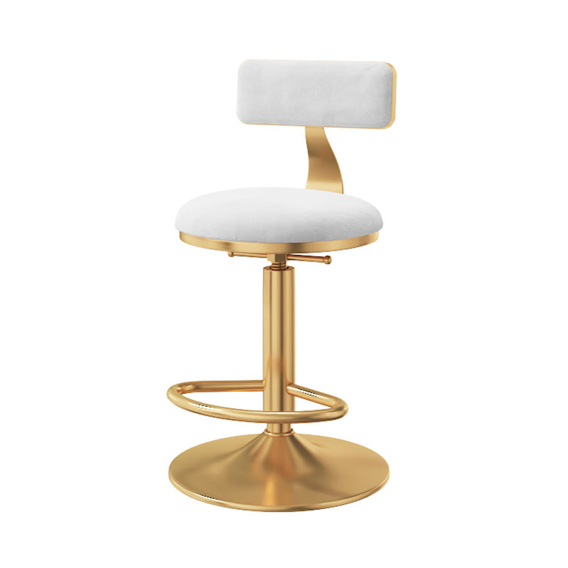 Glam Adjustable Rotatable Counter Stool Iron Kitchen Bar Stool with Velvet Cushion White 1 Piece Counter Stool (23.5"H) Clearhalo 'Bar Furniture' 'Bar Stools' 'bar_stools' 'furn' 'furn_bar_stools' 'furniture_bar_stools' 'Kitchen & Dining Furniture' 'kitchen&dining_furn' 'kitchen' 'kitchen_furn' Furniture' 4587427