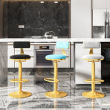 Glam Adjustable Rotatable Counter Stool Iron Kitchen Bar Stool with Velvet Cushion Clearhalo 'Bar Furniture' 'Bar Stools' 'bar_stools' 'furn' 'furn_bar_stools' 'furniture_bar_stools' 'Kitchen & Dining Furniture' 'kitchen&dining_furn' 'kitchen' 'kitchen_furn' Furniture' 4587429