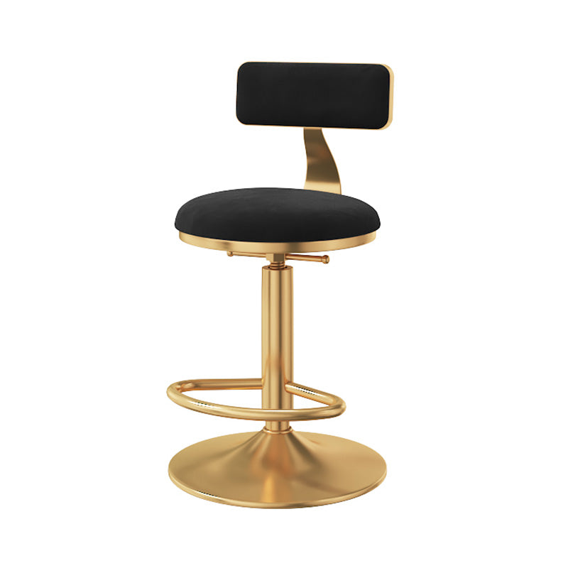 Glam Adjustable Rotatable Counter Stool Iron Kitchen Bar Stool with Velvet Cushion Black 1 Piece Counter Stool (23.5"H) Clearhalo 'Bar Furniture' 'Bar Stools' 'bar_stools' 'furn' 'furn_bar_stools' 'furniture_bar_stools' 'Kitchen & Dining Furniture' 'kitchen&dining_furn' 'kitchen' 'kitchen_furn' Furniture' 4587430