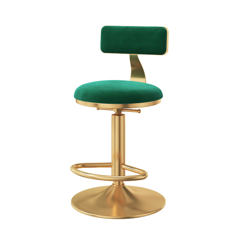 Glam Adjustable Rotatable Counter Stool Iron Kitchen Bar Stool with Velvet Cushion Green 1 Piece Counter Stool (23.5"H) Clearhalo 'Bar Furniture' 'Bar Stools' 'bar_stools' 'furn' 'furn_bar_stools' 'furniture_bar_stools' 'Kitchen & Dining Furniture' 'kitchen&dining_furn' 'kitchen' 'kitchen_furn' Furniture' 4587431