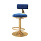Glam Adjustable Rotatable Counter Stool Iron Kitchen Bar Stool with Velvet Cushion Navy Blue 1 Piece Counter Stool (23.5"H) Clearhalo 'Bar Furniture' 'Bar Stools' 'bar_stools' 'furn' 'furn_bar_stools' 'furniture_bar_stools' 'Kitchen & Dining Furniture' 'kitchen&dining_furn' 'kitchen' 'kitchen_furn' Furniture' 4587435