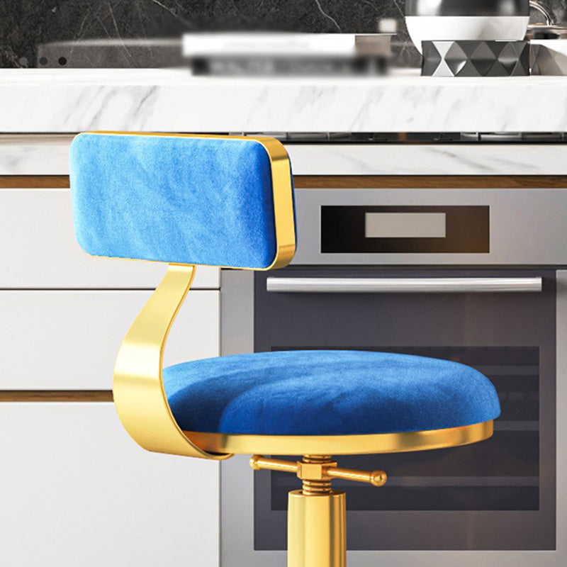 Glam Adjustable Rotatable Counter Stool Iron Kitchen Bar Stool with Velvet Cushion Clearhalo 'Bar Furniture' 'Bar Stools' 'bar_stools' 'furn' 'furn_bar_stools' 'furniture_bar_stools' 'Kitchen & Dining Furniture' 'kitchen&dining_furn' 'kitchen' 'kitchen_furn' Furniture' 4587438