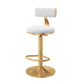 Glam Adjustable Rotatable Counter Stool Iron Kitchen Bar Stool with Velvet Cushion White 1 Piece Bar Stool (28" H) Clearhalo 'Bar Furniture' 'Bar Stools' 'bar_stools' 'furn' 'furn_bar_stools' 'furniture_bar_stools' 'Kitchen & Dining Furniture' 'kitchen&dining_furn' 'kitchen' 'kitchen_furn' Furniture' 4587441