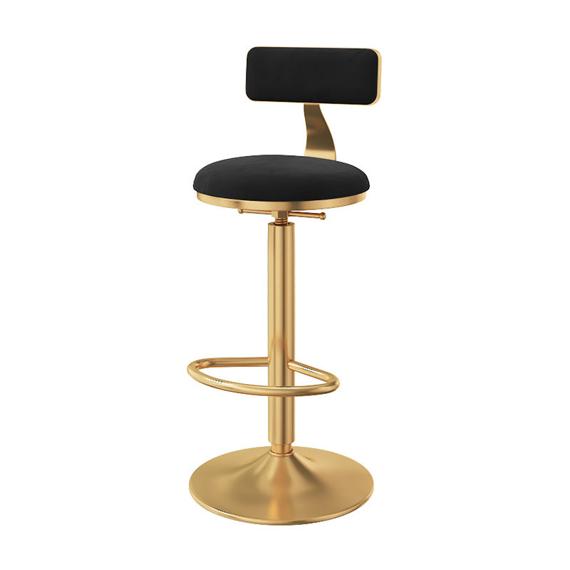 Glam Adjustable Rotatable Counter Stool Iron Kitchen Bar Stool with Velvet Cushion Black 1 Piece Bar Stool(31"H) Clearhalo 'Bar Furniture' 'Bar Stools' 'bar_stools' 'furn' 'furn_bar_stools' 'furniture_bar_stools' 'Kitchen & Dining Furniture' 'kitchen&dining_furn' 'kitchen' 'kitchen_furn' Furniture' 4587452