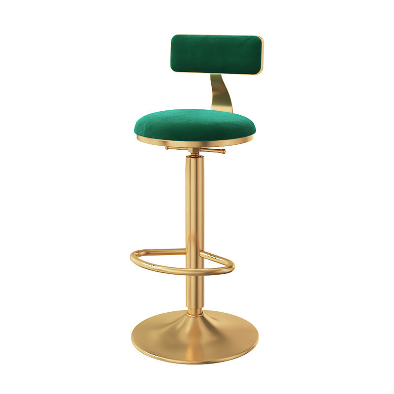 Glam Adjustable Rotatable Counter Stool Iron Kitchen Bar Stool with Velvet Cushion Green 1 Piece Bar Stool(31"H) Clearhalo 'Bar Furniture' 'Bar Stools' 'bar_stools' 'furn' 'furn_bar_stools' 'furniture_bar_stools' 'Kitchen & Dining Furniture' 'kitchen&dining_furn' 'kitchen' 'kitchen_furn' Furniture' 4587453