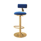 Glam Adjustable Rotatable Counter Stool Iron Kitchen Bar Stool with Velvet Cushion Navy Blue 1 Piece Bar Stool(31"H) Clearhalo 'Bar Furniture' 'Bar Stools' 'bar_stools' 'furn' 'furn_bar_stools' 'furniture_bar_stools' 'Kitchen & Dining Furniture' 'kitchen&dining_furn' 'kitchen' 'kitchen_furn' Furniture' 4587455