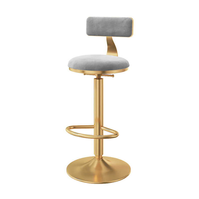 Glam Adjustable Rotatable Counter Stool Iron Kitchen Bar Stool with Velvet Cushion Gray 1 Piece Bar Stool(31"H) Clearhalo 'Bar Furniture' 'Bar Stools' 'bar_stools' 'furn' 'furn_bar_stools' 'furniture_bar_stools' 'Kitchen & Dining Furniture' 'kitchen&dining_furn' 'kitchen' 'kitchen_furn' Furniture' 4587456
