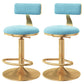 Glam Adjustable Rotatable Counter Stool Iron Kitchen Bar Stool with Velvet Cushion Blue 2 Piece Set Counter Stool (23.5"H) Clearhalo 'Bar Furniture' 'Bar Stools' 'bar_stools' 'furn' 'furn_bar_stools' 'furniture_bar_stools' 'Kitchen & Dining Furniture' 'kitchen&dining_furn' 'kitchen' 'kitchen_furn' Furniture' 4587457