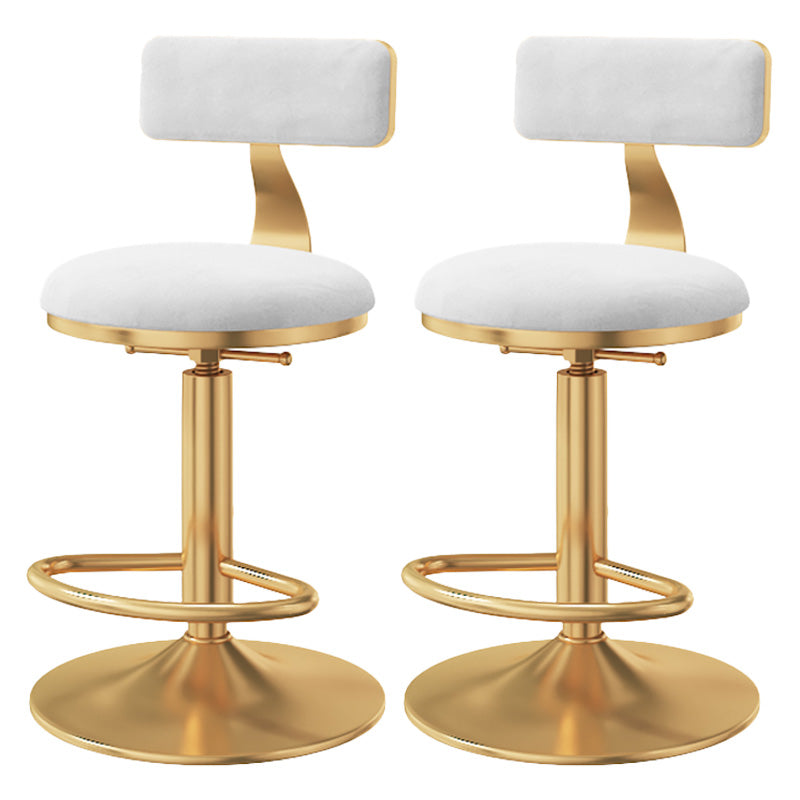 Glam Adjustable Rotatable Counter Stool Iron Kitchen Bar Stool with Velvet Cushion White 2 Piece Set Counter Stool (23.5"H) Clearhalo 'Bar Furniture' 'Bar Stools' 'bar_stools' 'furn' 'furn_bar_stools' 'furniture_bar_stools' 'Kitchen & Dining Furniture' 'kitchen&dining_furn' 'kitchen' 'kitchen_furn' Furniture' 4587458