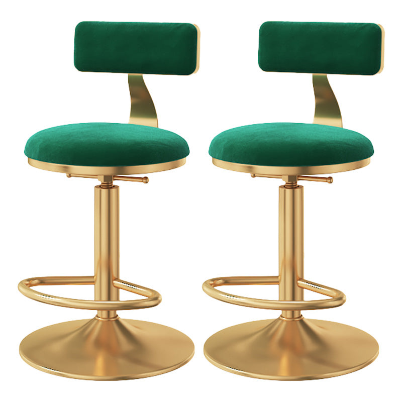 Glam Adjustable Rotatable Counter Stool Iron Kitchen Bar Stool with Velvet Cushion Green 2 Piece Set Counter Stool (23.5"H) Clearhalo 'Bar Furniture' 'Bar Stools' 'bar_stools' 'furn' 'furn_bar_stools' 'furniture_bar_stools' 'Kitchen & Dining Furniture' 'kitchen&dining_furn' 'kitchen' 'kitchen_furn' Furniture' 4587460