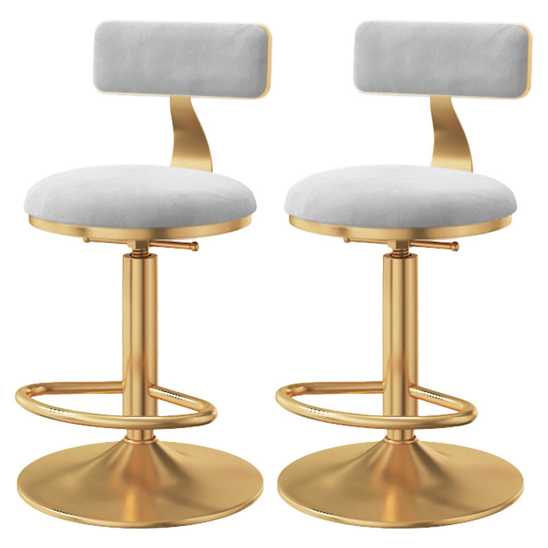 Glam Adjustable Rotatable Counter Stool Iron Kitchen Bar Stool with Velvet Cushion Gray 2 Piece Set Counter Stool (23.5"H) Clearhalo 'Bar Furniture' 'Bar Stools' 'bar_stools' 'furn' 'furn_bar_stools' 'furniture_bar_stools' 'Kitchen & Dining Furniture' 'kitchen&dining_furn' 'kitchen' 'kitchen_furn' Furniture' 4587463