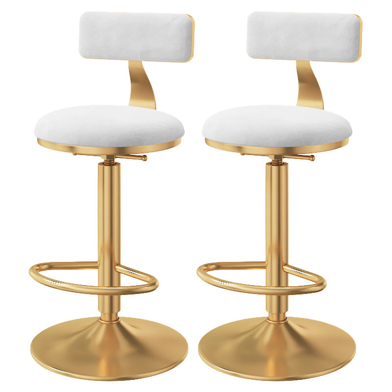 Glam Adjustable Rotatable Counter Stool Iron Kitchen Bar Stool with Velvet Cushion White 2 Piece Set Bar Stool (28" H) Clearhalo 'Bar Furniture' 'Bar Stools' 'bar_stools' 'furn' 'furn_bar_stools' 'furniture_bar_stools' 'Kitchen & Dining Furniture' 'kitchen&dining_furn' 'kitchen' 'kitchen_furn' Furniture' 4587465
