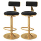 Glam Adjustable Rotatable Counter Stool Iron Kitchen Bar Stool with Velvet Cushion Black 2 Piece Set Bar Stool (28" H) Clearhalo 'Bar Furniture' 'Bar Stools' 'bar_stools' 'furn' 'furn_bar_stools' 'furniture_bar_stools' 'Kitchen & Dining Furniture' 'kitchen&dining_furn' 'kitchen' 'kitchen_furn' Furniture' 4587466
