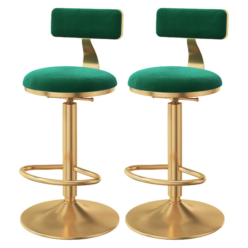 Glam Adjustable Rotatable Counter Stool Iron Kitchen Bar Stool with Velvet Cushion Green 2 Piece Set Bar Stool (28" H) Clearhalo 'Bar Furniture' 'Bar Stools' 'bar_stools' 'furn' 'furn_bar_stools' 'furniture_bar_stools' 'Kitchen & Dining Furniture' 'kitchen&dining_furn' 'kitchen' 'kitchen_furn' Furniture' 4587467
