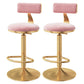 Glam Adjustable Rotatable Counter Stool Iron Kitchen Bar Stool with Velvet Cushion Pink 2 Piece Set Bar Stool (28" H) Clearhalo 'Bar Furniture' 'Bar Stools' 'bar_stools' 'furn' 'furn_bar_stools' 'furniture_bar_stools' 'Kitchen & Dining Furniture' 'kitchen&dining_furn' 'kitchen' 'kitchen_furn' Furniture' 4587468