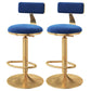 Glam Adjustable Rotatable Counter Stool Iron Kitchen Bar Stool with Velvet Cushion Navy Blue 2 Piece Set Bar Stool (28" H) Clearhalo 'Bar Furniture' 'Bar Stools' 'bar_stools' 'furn' 'furn_bar_stools' 'furniture_bar_stools' 'Kitchen & Dining Furniture' 'kitchen&dining_furn' 'kitchen' 'kitchen_furn' Furniture' 4587469