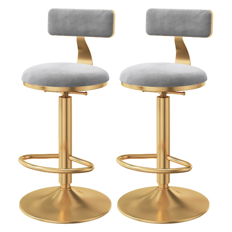 Glam Adjustable Rotatable Counter Stool Iron Kitchen Bar Stool with Velvet Cushion Gray 2 Piece Set Bar Stool (28" H) Clearhalo 'Bar Furniture' 'Bar Stools' 'bar_stools' 'furn' 'furn_bar_stools' 'furniture_bar_stools' 'Kitchen & Dining Furniture' 'kitchen&dining_furn' 'kitchen' 'kitchen_furn' Furniture' 4587470