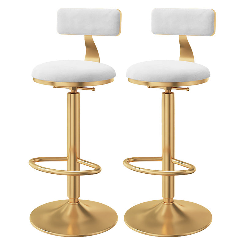 Glam Adjustable Rotatable Counter Stool Iron Kitchen Bar Stool with Velvet Cushion White 2 Piece Set Bar Stool(31"H) Clearhalo 'Bar Furniture' 'Bar Stools' 'bar_stools' 'furn' 'furn_bar_stools' 'furniture_bar_stools' 'Kitchen & Dining Furniture' 'kitchen&dining_furn' 'kitchen' 'kitchen_furn' Furniture' 4587472