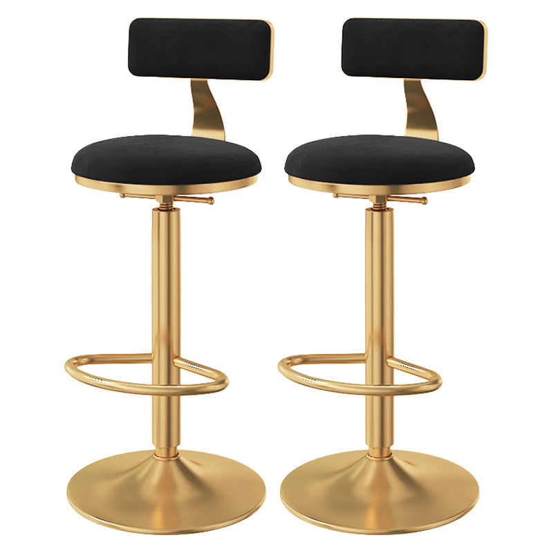 Glam Adjustable Rotatable Counter Stool Iron Kitchen Bar Stool with Velvet Cushion Black 2 Piece Set Bar Stool(31"H) Clearhalo 'Bar Furniture' 'Bar Stools' 'bar_stools' 'furn' 'furn_bar_stools' 'furniture_bar_stools' 'Kitchen & Dining Furniture' 'kitchen&dining_furn' 'kitchen' 'kitchen_furn' Furniture' 4587473