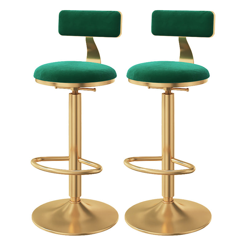 Glam Adjustable Rotatable Counter Stool Iron Kitchen Bar Stool with Velvet Cushion Green 2 Piece Set Bar Stool(31"H) Clearhalo 'Bar Furniture' 'Bar Stools' 'bar_stools' 'furn' 'furn_bar_stools' 'furniture_bar_stools' 'Kitchen & Dining Furniture' 'kitchen&dining_furn' 'kitchen' 'kitchen_furn' Furniture' 4587474
