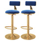 Glam Adjustable Rotatable Counter Stool Iron Kitchen Bar Stool with Velvet Cushion Navy Blue 2 Piece Set Bar Stool(31"H) Clearhalo 'Bar Furniture' 'Bar Stools' 'bar_stools' 'furn' 'furn_bar_stools' 'furniture_bar_stools' 'Kitchen & Dining Furniture' 'kitchen&dining_furn' 'kitchen' 'kitchen_furn' Furniture' 4587476