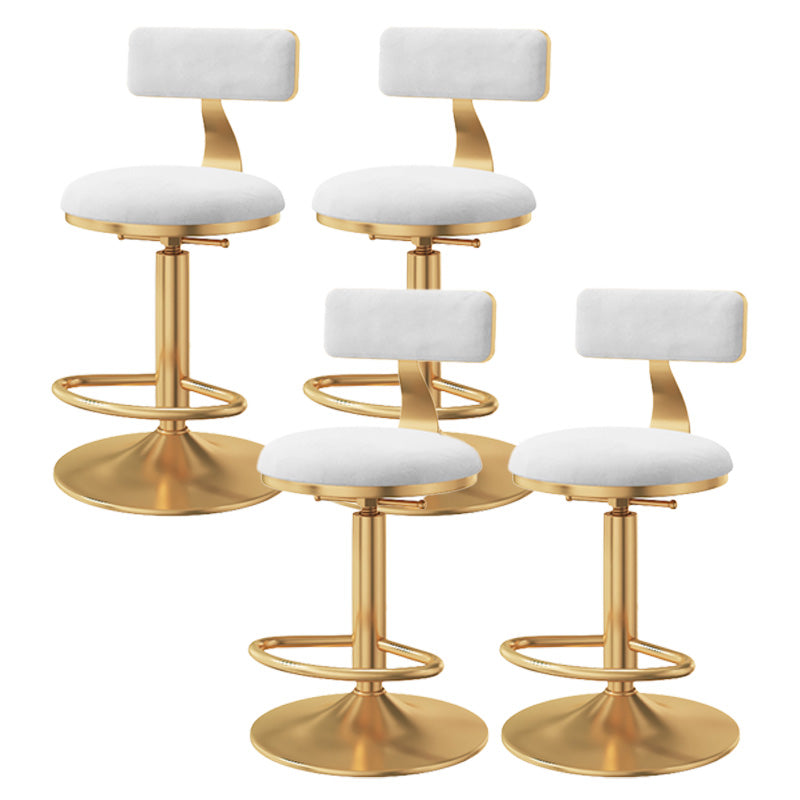 Glam Adjustable Rotatable Counter Stool Iron Kitchen Bar Stool with Velvet Cushion White 4 Piece Set Counter Stool (23.5"H) Clearhalo 'Bar Furniture' 'Bar Stools' 'bar_stools' 'furn' 'furn_bar_stools' 'furniture_bar_stools' 'Kitchen & Dining Furniture' 'kitchen&dining_furn' 'kitchen' 'kitchen_furn' Furniture' 4587479