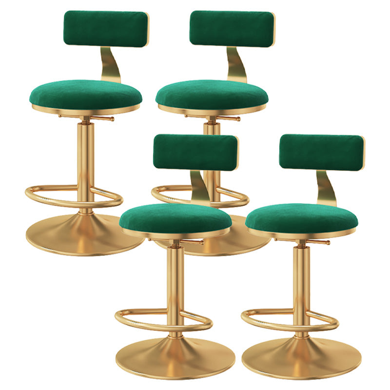 Glam Adjustable Rotatable Counter Stool Iron Kitchen Bar Stool with Velvet Cushion Green 4 Piece Set Counter Stool (23.5"H) Clearhalo 'Bar Furniture' 'Bar Stools' 'bar_stools' 'furn' 'furn_bar_stools' 'furniture_bar_stools' 'Kitchen & Dining Furniture' 'kitchen&dining_furn' 'kitchen' 'kitchen_furn' Furniture' 4587481