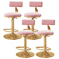 Glam Adjustable Rotatable Counter Stool Iron Kitchen Bar Stool with Velvet Cushion Pink 4 Piece Set Counter Stool (23.5"H) Clearhalo 'Bar Furniture' 'Bar Stools' 'bar_stools' 'furn' 'furn_bar_stools' 'furniture_bar_stools' 'Kitchen & Dining Furniture' 'kitchen&dining_furn' 'kitchen' 'kitchen_furn' Furniture' 4587482