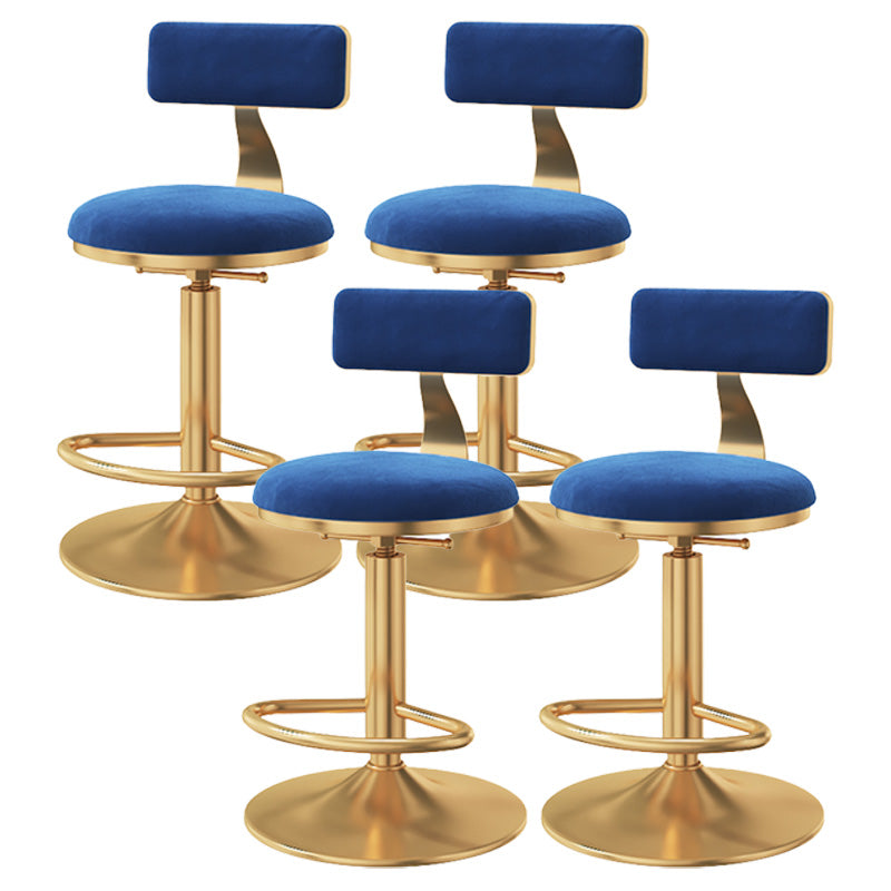 Glam Adjustable Rotatable Counter Stool Iron Kitchen Bar Stool with Velvet Cushion Navy Blue 4 Piece Set Counter Stool (23.5"H) Clearhalo 'Bar Furniture' 'Bar Stools' 'bar_stools' 'furn' 'furn_bar_stools' 'furniture_bar_stools' 'Kitchen & Dining Furniture' 'kitchen&dining_furn' 'kitchen' 'kitchen_furn' Furniture' 4587483