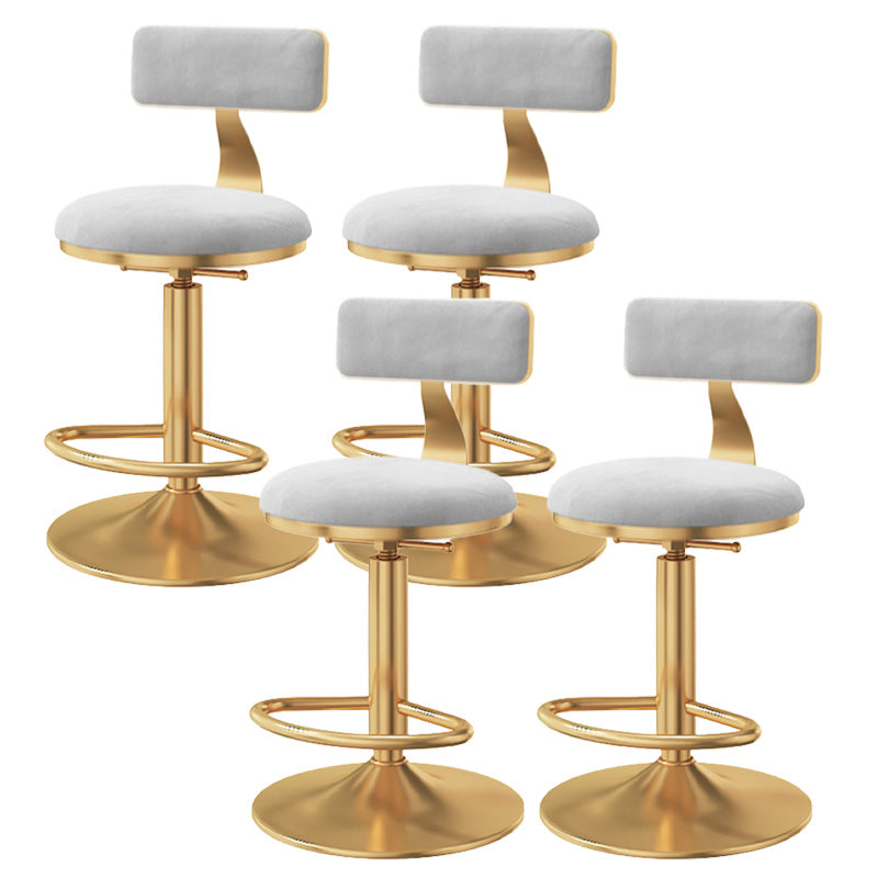 Glam Adjustable Rotatable Counter Stool Iron Kitchen Bar Stool with Velvet Cushion Gray 4 Piece Set Counter Stool (23.5"H) Clearhalo 'Bar Furniture' 'Bar Stools' 'bar_stools' 'furn' 'furn_bar_stools' 'furniture_bar_stools' 'Kitchen & Dining Furniture' 'kitchen&dining_furn' 'kitchen' 'kitchen_furn' Furniture' 4587484