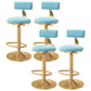 Glam Adjustable Rotatable Counter Stool Iron Kitchen Bar Stool with Velvet Cushion Blue 4 Piece Set Bar Stool (28" H) Clearhalo 'Bar Furniture' 'Bar Stools' 'bar_stools' 'furn' 'furn_bar_stools' 'furniture_bar_stools' 'Kitchen & Dining Furniture' 'kitchen&dining_furn' 'kitchen' 'kitchen_furn' Furniture' 4587485