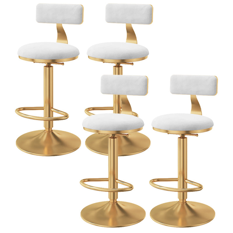 Glam Adjustable Rotatable Counter Stool Iron Kitchen Bar Stool with Velvet Cushion White 4 Piece Set Bar Stool (28" H) Clearhalo 'Bar Furniture' 'Bar Stools' 'bar_stools' 'furn' 'furn_bar_stools' 'furniture_bar_stools' 'Kitchen & Dining Furniture' 'kitchen&dining_furn' 'kitchen' 'kitchen_furn' Furniture' 4587486